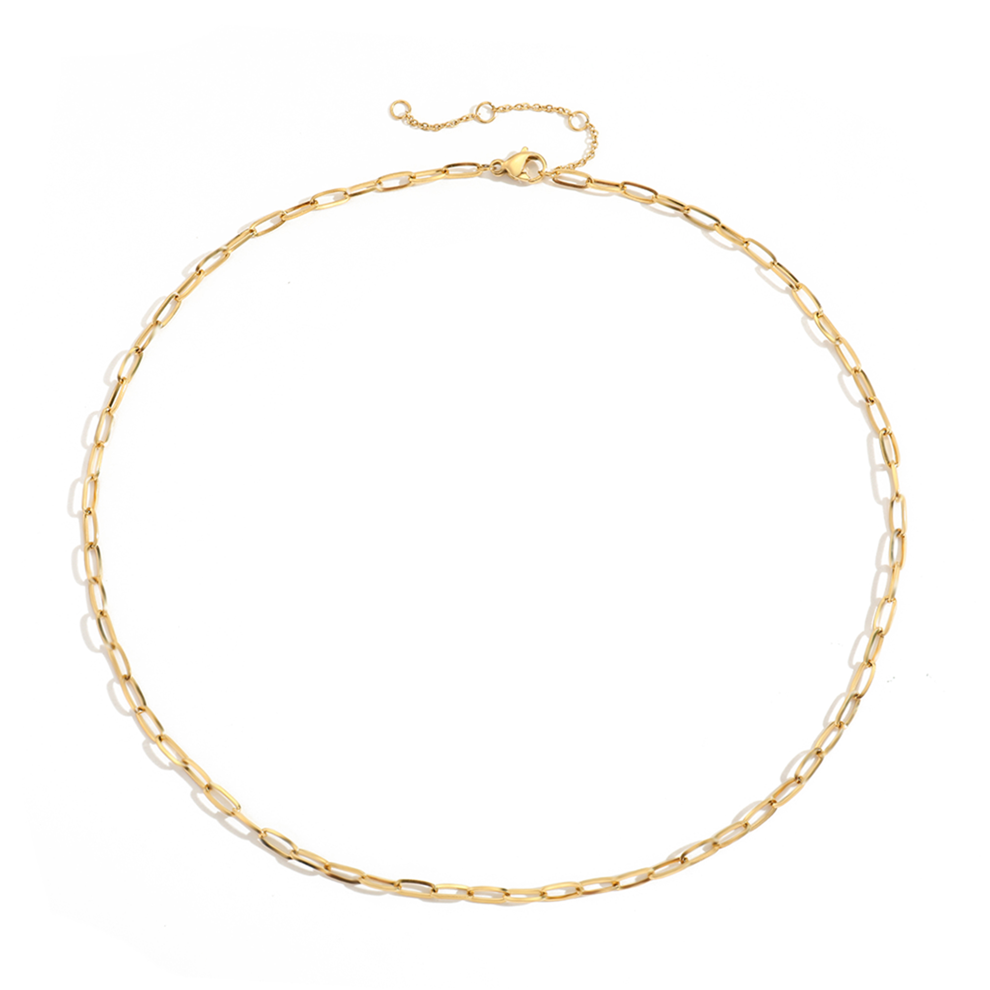 Hot Selling Stainless Steel Small Thin Cuban Link Chain Choker Necklace Paperclip Necklace Gold Plated Link Chain Jewelry 