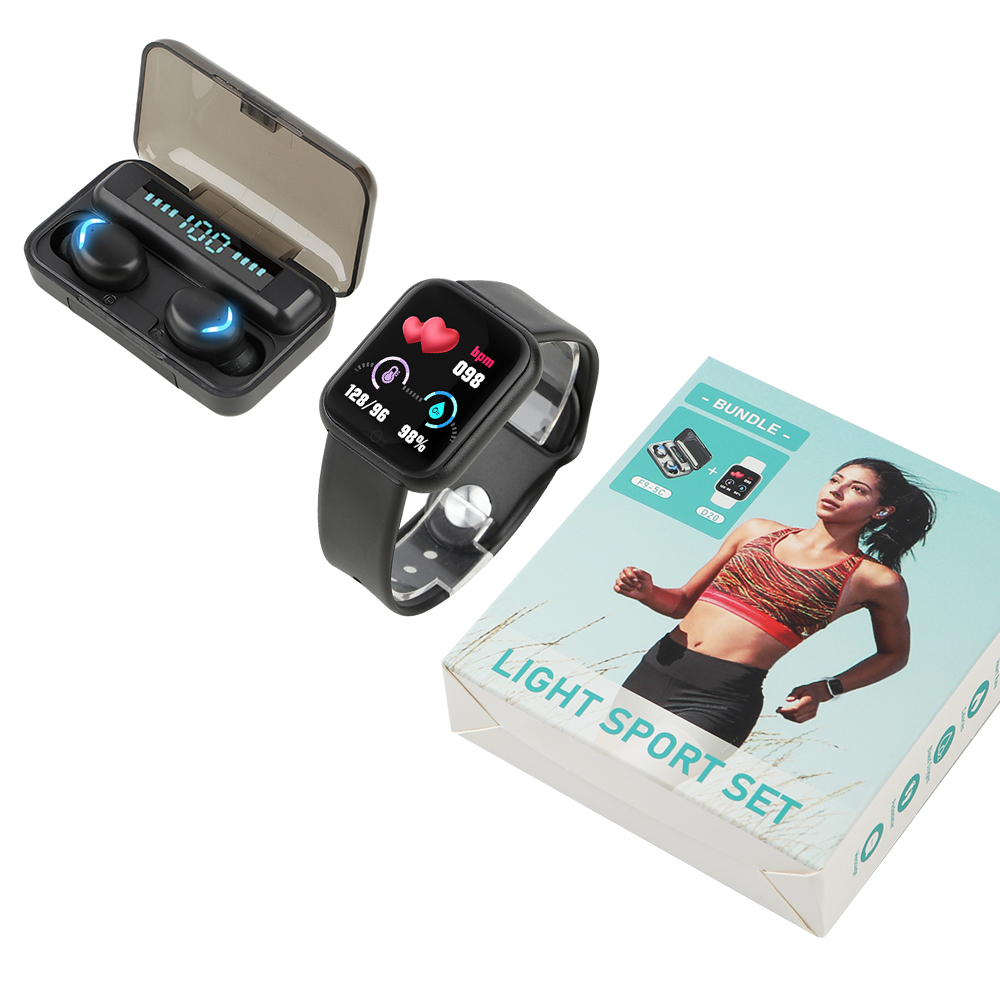 Valdus Cheap Sport Set Waterproof Smart Watch With Wireless In-ear Headphone Earphone Earbuds Tws For Mobile Phone 