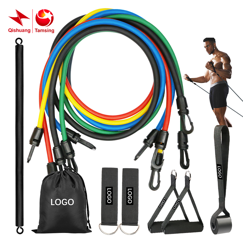 Hot Selling 12 Pcs Elastic Workout Rubber Tube Band Resistance Bands Set Fitness Loop Rubber Exercise Tube Bands 