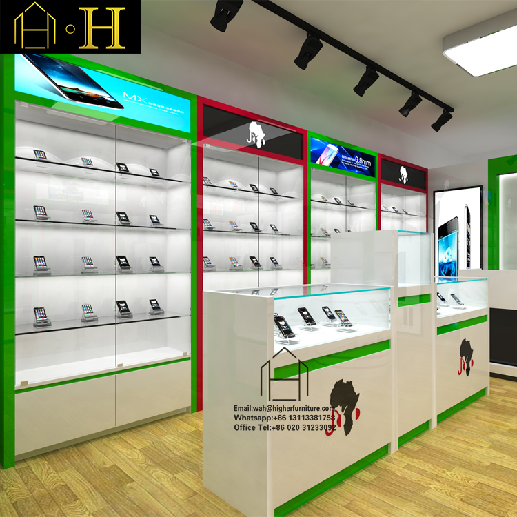 Mobile Phone Counter Design Accessory Display Showcase Wholesale Cell Phone Store Counter Mobile Phone Case Shelf 