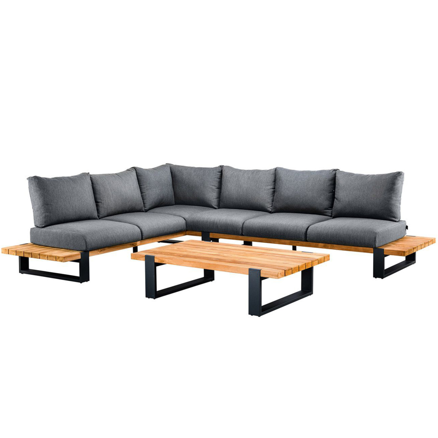 Modern Waterproof Outdoor Furniture Luxury Backyard Aluminium Sofa Set Patio Furniture Metal Garden Teak Wood Sofa 