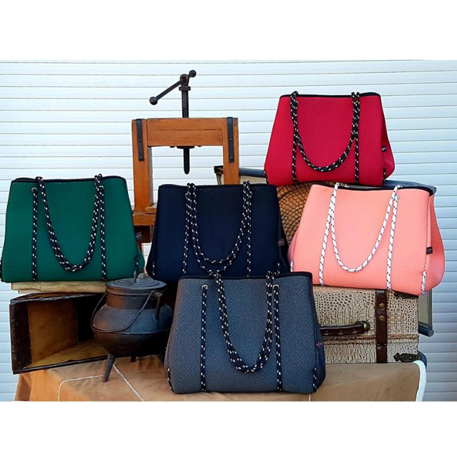 Large Tennis Tote Beach Weekend Bag Custom Product Diaper Shopping 2023 Perforated Neoprene Women Tote Bags With Zipper 