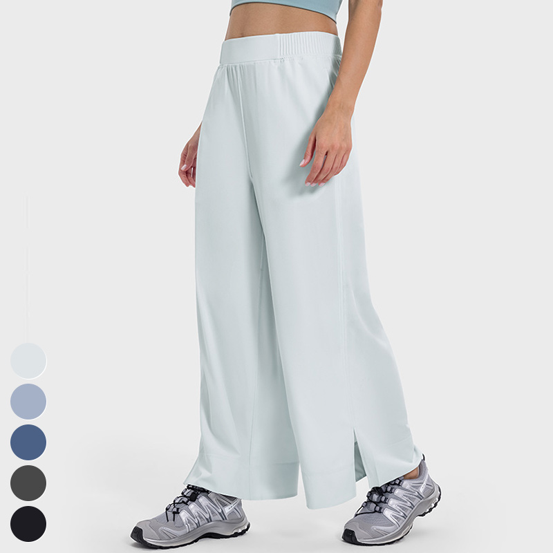 Cool Feel Lightweight Side Pockets Straight Leg Sports Pants Casual Wide Leg Breathable Fitness Trousers Yoga Jogger Pants Women 