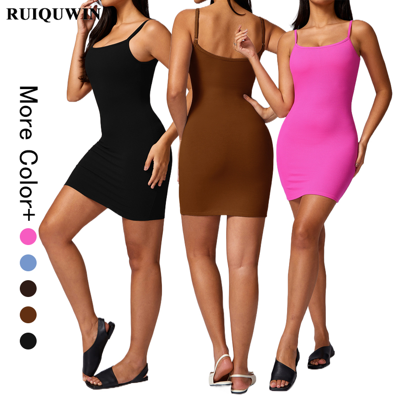 Ruiquwin Factory Custom Designer Clothing Dress Bodycon High Quality Wide Basic Mini Skirt Sexy Fashion Casual Summer Dress 