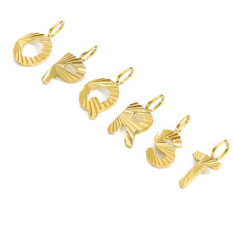 Wholesale Pvd Plated Stainless Steel 10mm Letter Name Ripple Alphabet Initial Charm Pendant Diy Jewelry Accessories Jewelry 