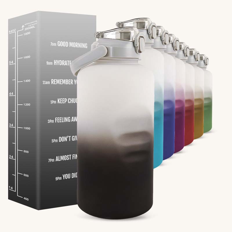 Customize Sports Water Bottle Motivational Water Bottle For Male Female Set 2000ml Portable Reusable Summer Cups 