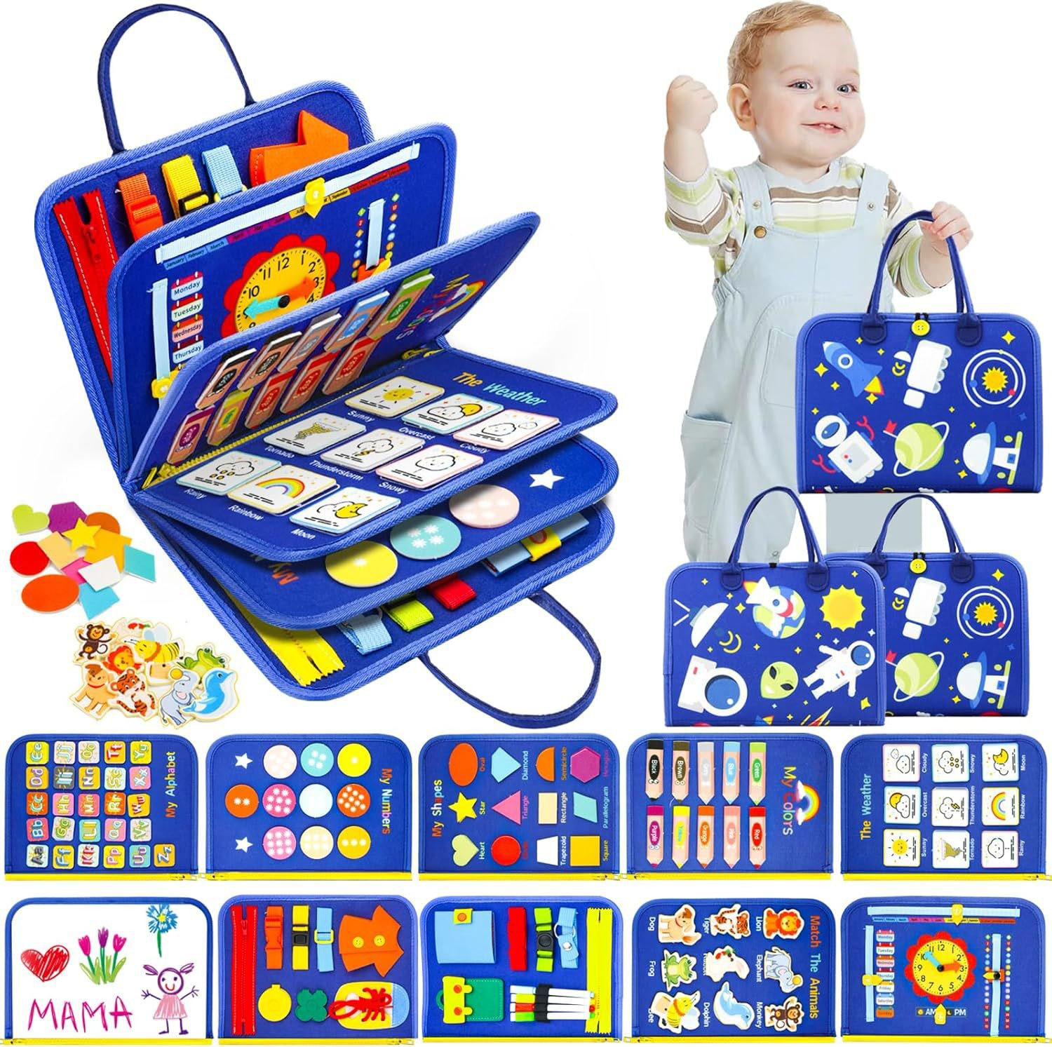 2023 Busy Board Diy Kids Toddler Training Essential Eary Educational Foldable Easy To Carry Felt Busy Book Toys Activity Board 