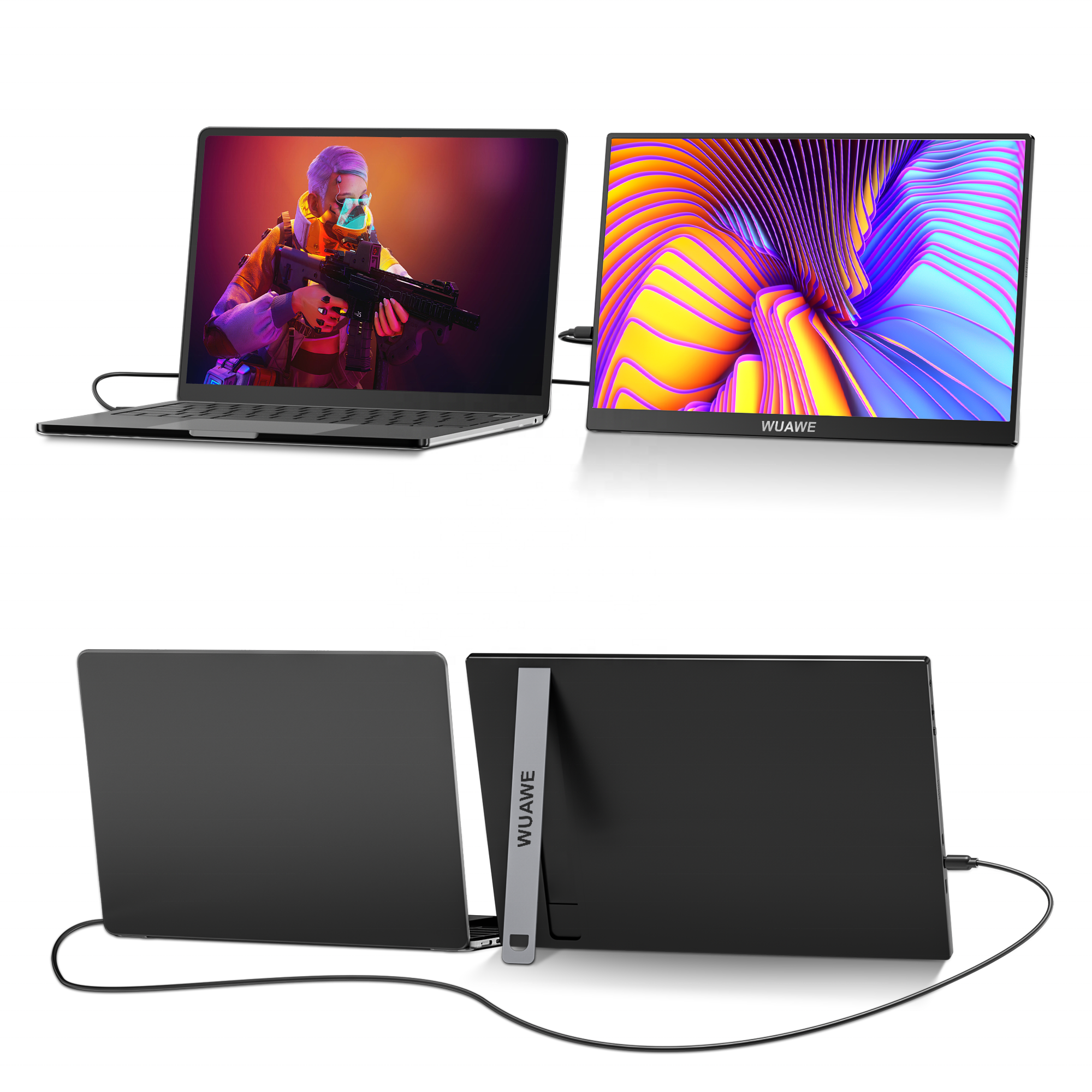 2024 New 120hz Gaming Portable Monitor For Laptop,16inch 1200p Pc Display Ips Lcd Fhd External Second Computer Screen For Phone 