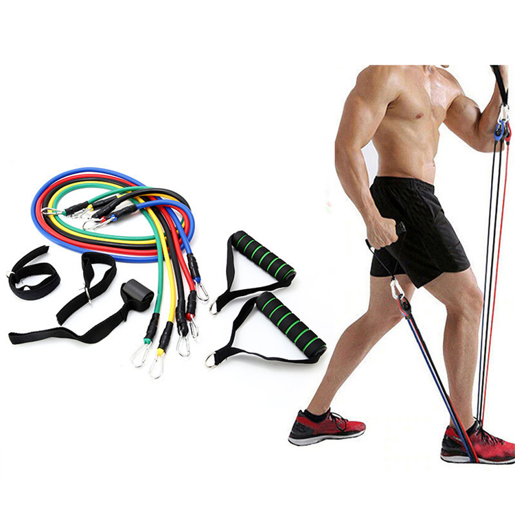 Shengde Personalized Gym Sport Tube Set Rope Fitness Custom Logo Stretch Exercise Elastic 11pcs Resistance Bands Set 
