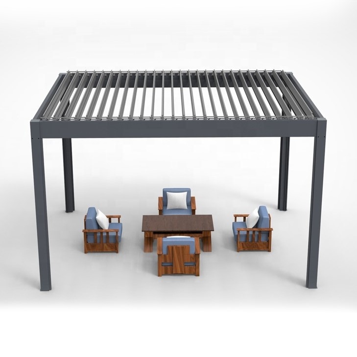 Outdoor Waterproof Contemporary Gazebo Modern Motorized Louver Pergola Bioclimatic Aluminum Gazebo Pergola 