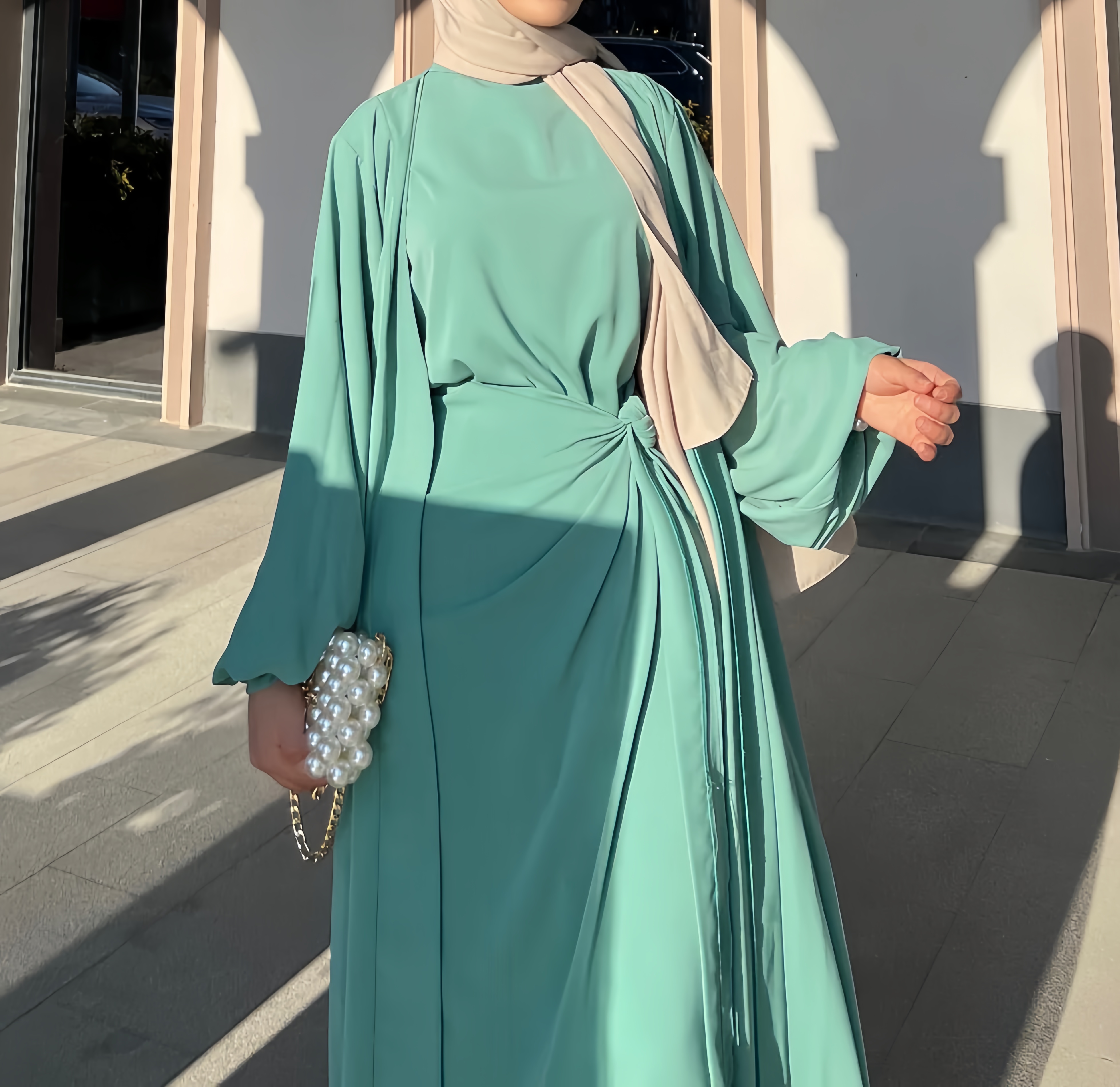 Popular Open Abaya Set Oem Three Piece Set Women Clothing 2023 Ssica New Design Muslin Clothes Women Muslim Women Gown 