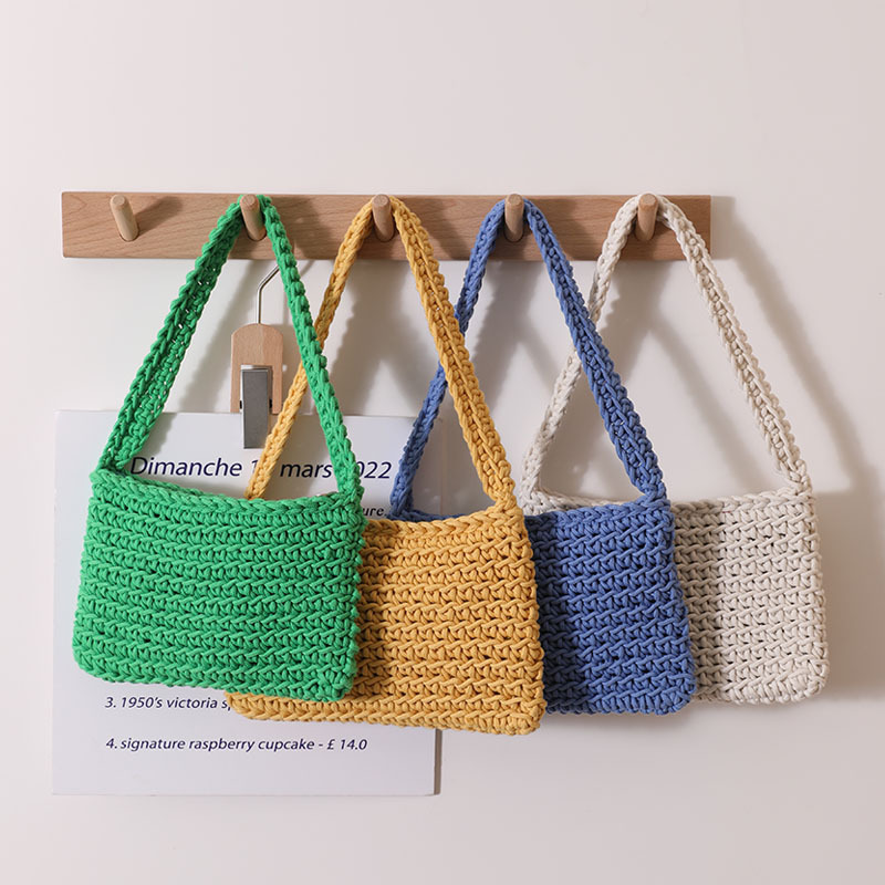 Handmade Cotton Thread Woven Bag Ladies Handbags New Crochet Hand Bag Shoulder Bag For Women 