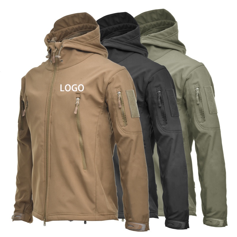 Custom Logo Outdoor Wear Hiking Uniform Soft Shell Waterproof Windproof Windbreaker Mens Fleece Lined Polyester Softshell Jacket 