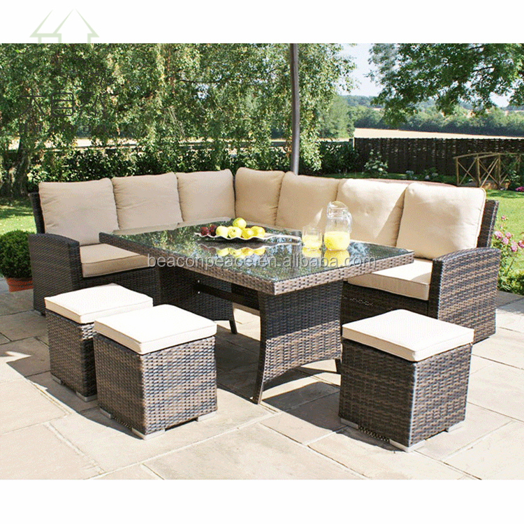 Sectional Outdoor Furniture Outside 10 Seater Waterproof Patio Lounge Furniture Outdoor Garden Rattan Sofa Sets 