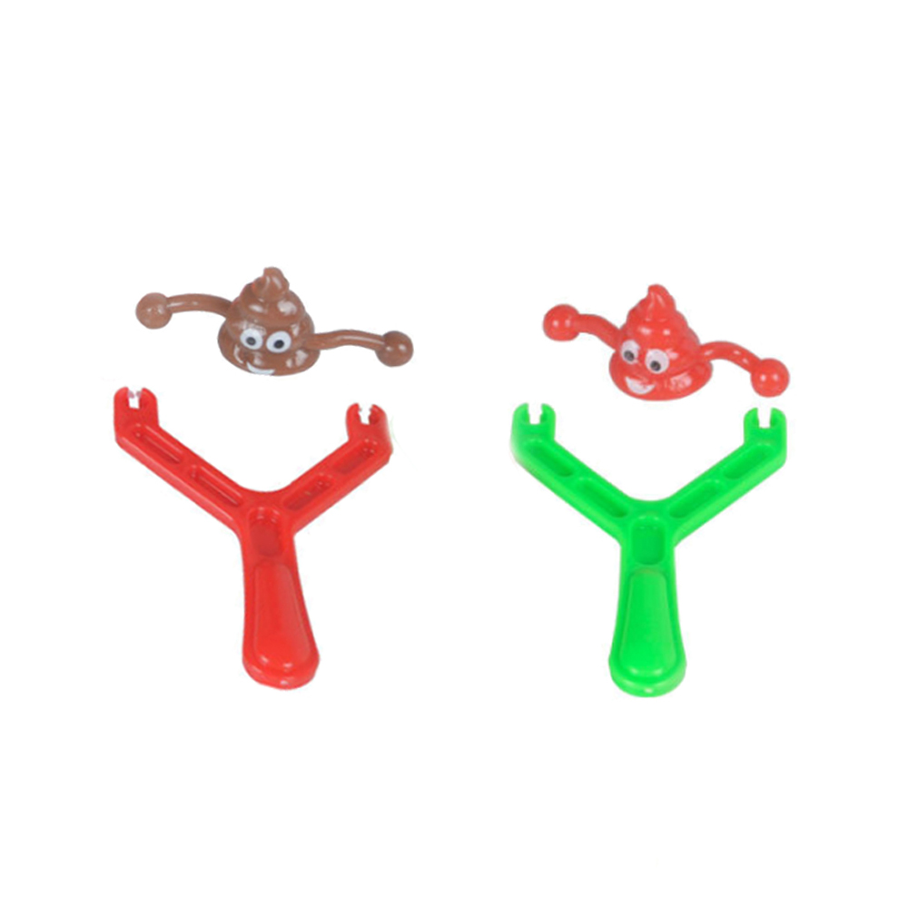 Creative Smile Poop Plastic Catapult Stretchy Flying Slingshot Toys For Kids 