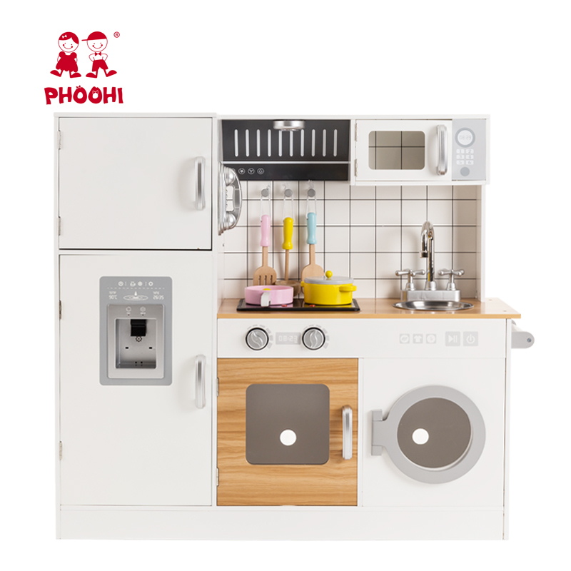 Hot Selling Children Pretend Role Play Kids Kitchen Toy Simulation Wooden Play Kitchen Set Toy For Toddler 