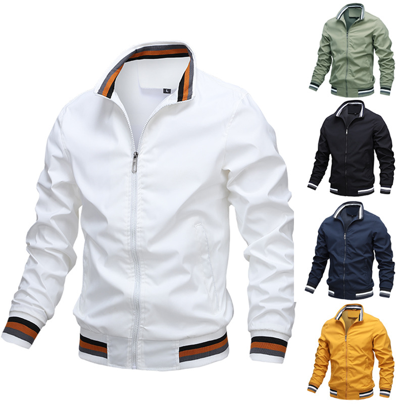 Fashion Men's Jackets Casual Waterproof Blank Golf Lightweight Windbreaker Bomber Jacket For Men Custom Plus Size Canvas Fabric 
