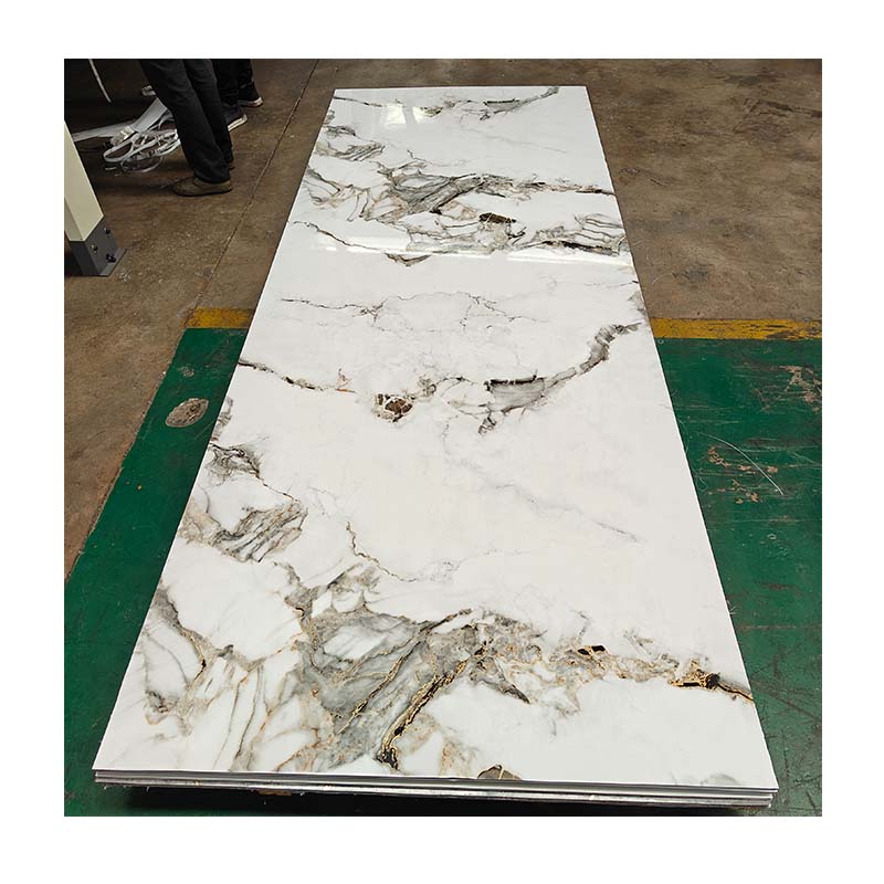 Pvc Bathroom Wall Panels Marble Sheet High Glossy Building Materials For Hotel Renovation 1220*2440/2600/2800 Mm 