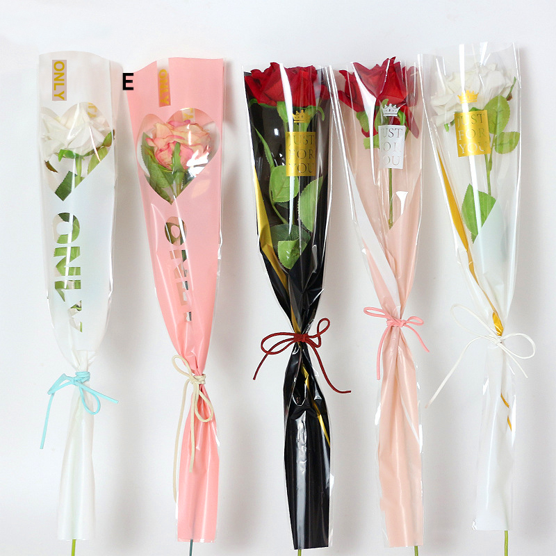 Single Bag Bouquet Flower Shop Flower Material Packaging Single Rose Plastic Bag 