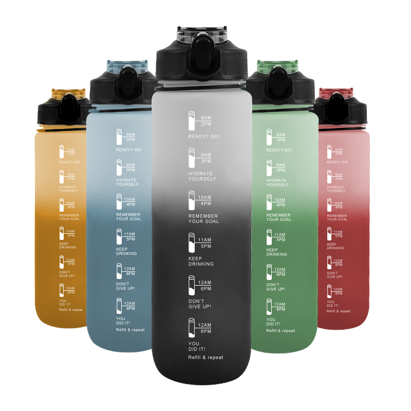 Eco Friendly Sports Summer Cups 2l Bpa Free Plastic Gym Sports Motivational Water Bottle With Time Marker And Straw 
