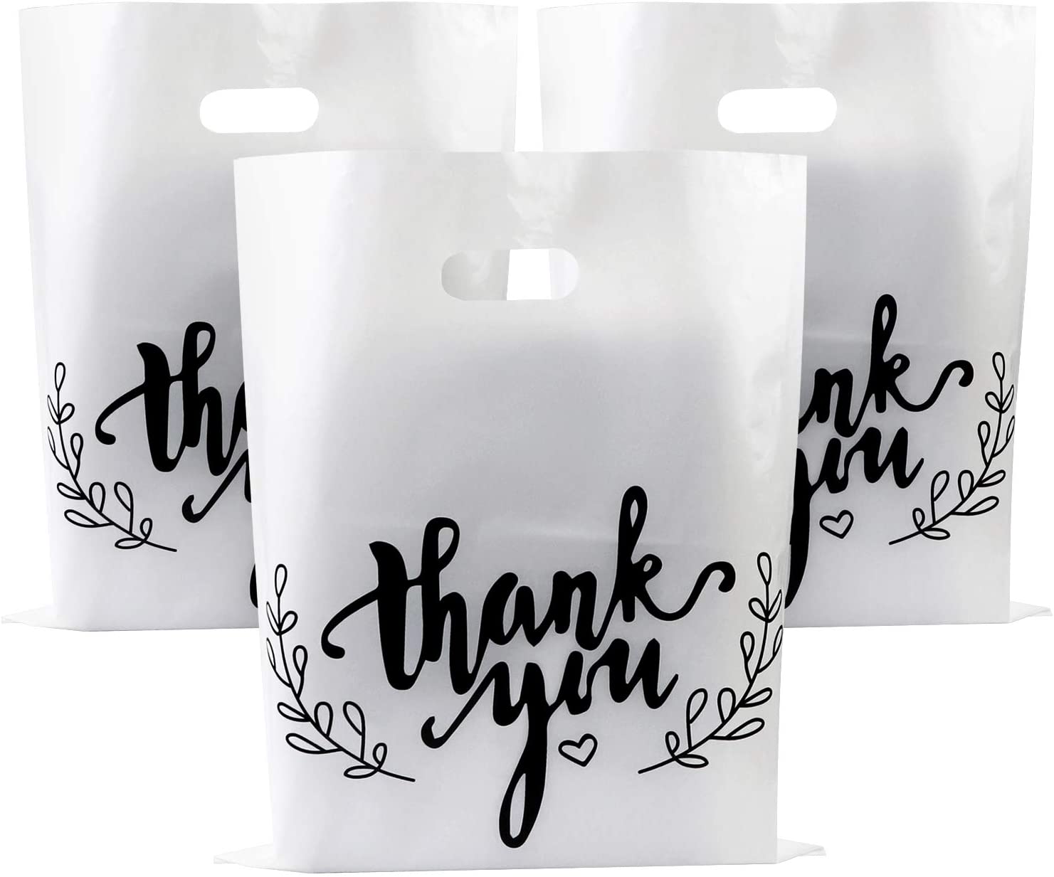 Plastic Bag With Tear Resistance Die Cut Handle 100 Pack Merchandise Plastic Thank You Bags 