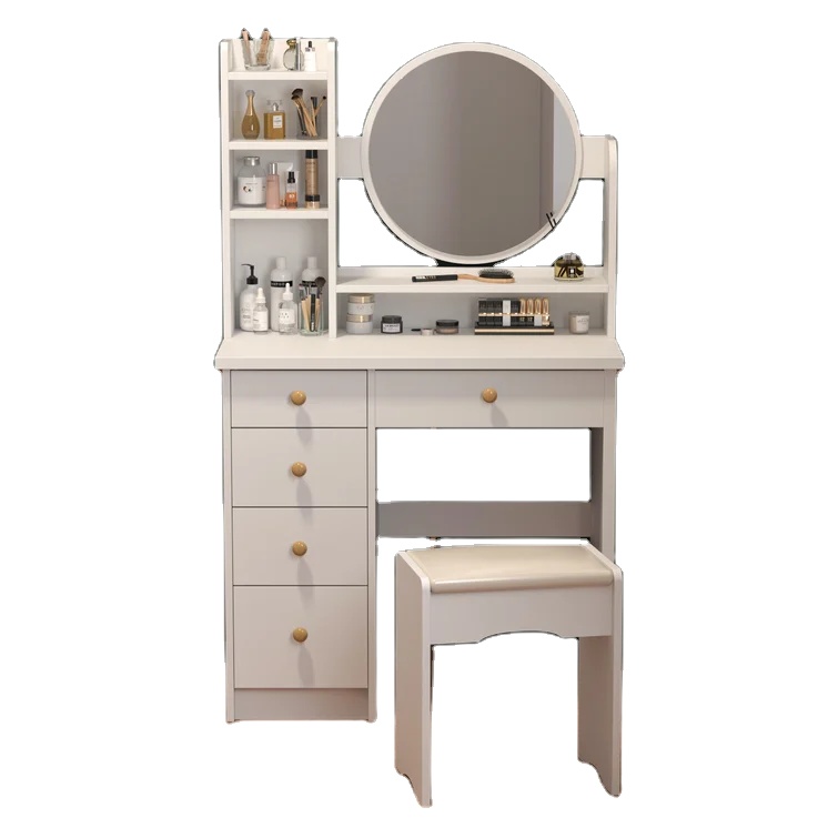 Bedroom Furniture Dressing Table White Color Vanity Desk Set With Mirror For Makeup 