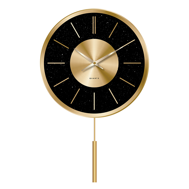 13 Inch Luxury Modern Gold Wall Clock Living Room Custom Pendulum Clocks Metal Home Decor Double Color Stitching Design 