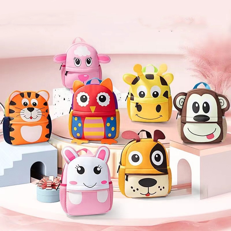 Custom Waterproof Mini Book Cute 3d Animal Printing Children Cartoon Students School Bags Backpack For Kids 