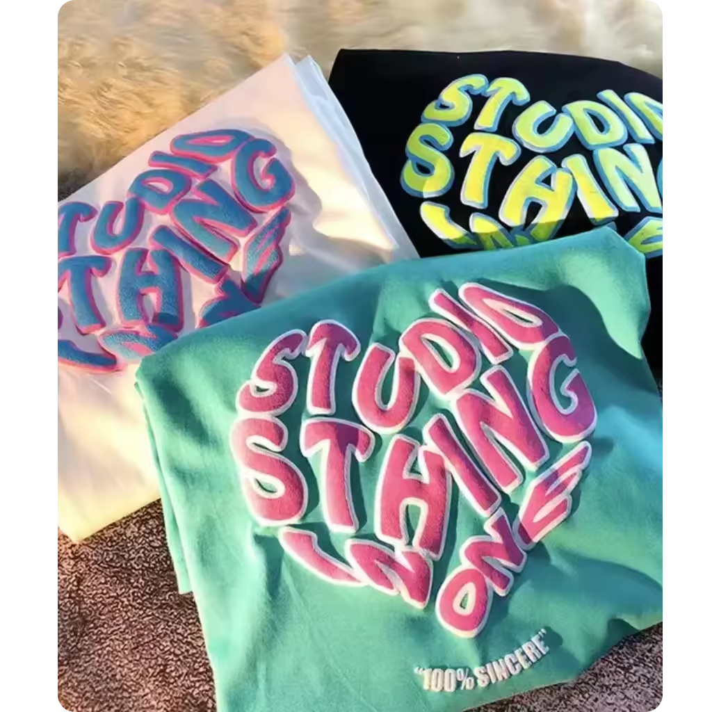 Custom Puff Printed Logo 250 Gsm T-shirt For Tee Heavy 100% Cotton Unisex Streetwear Heavyweight Oversized Graphic Men T Shirt 