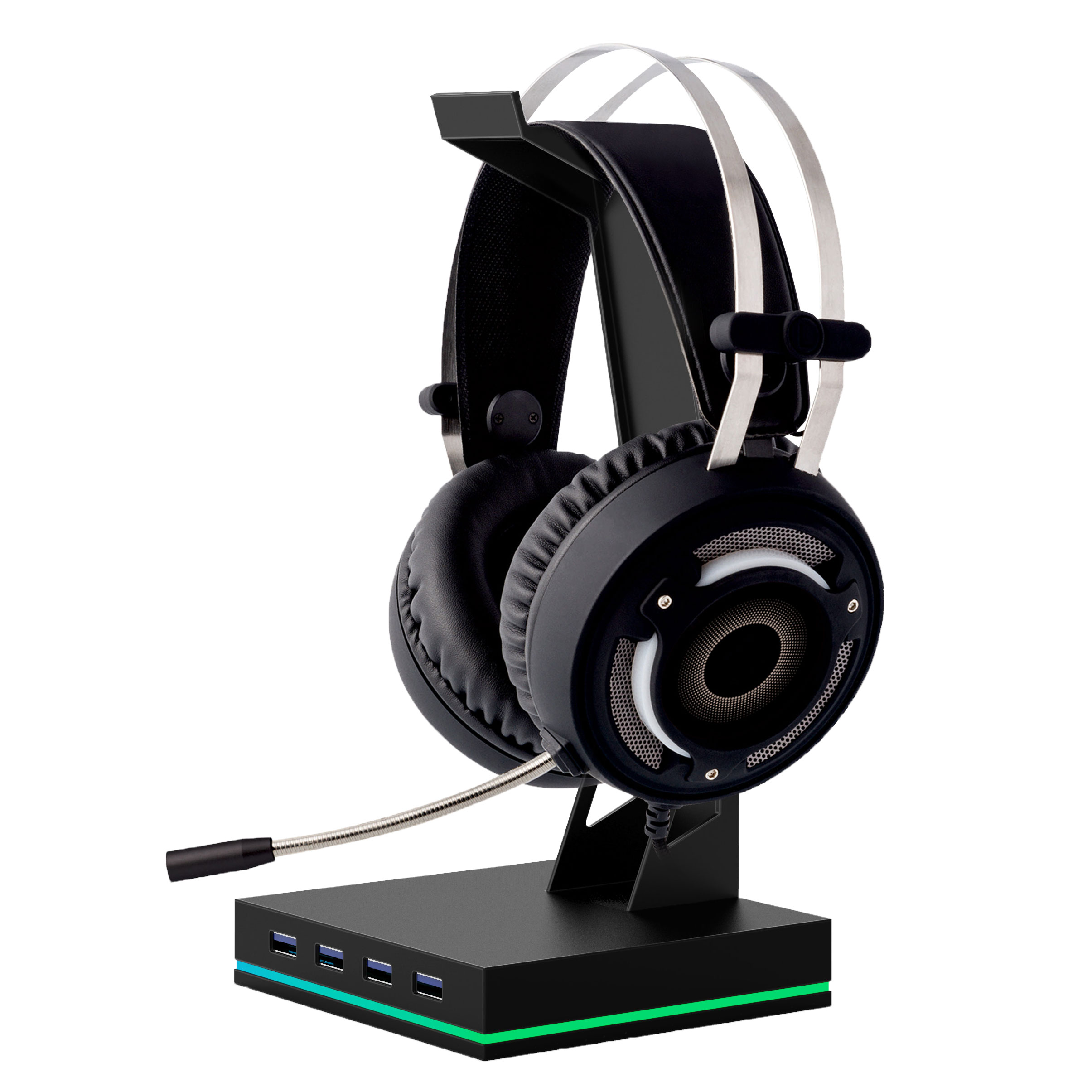 Gaming Accessories Computer Desktop Multi Usb Hub Charger Earphone Headset Stand Holder Desktop Rgb Gaming Headset Holder 