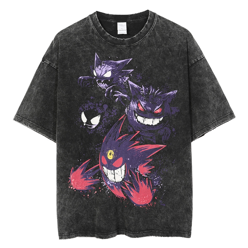T Shirts Manufacturers China Customized Heavy Cotton Acid Wash Vintage Graphic Anime T-shirt Men 