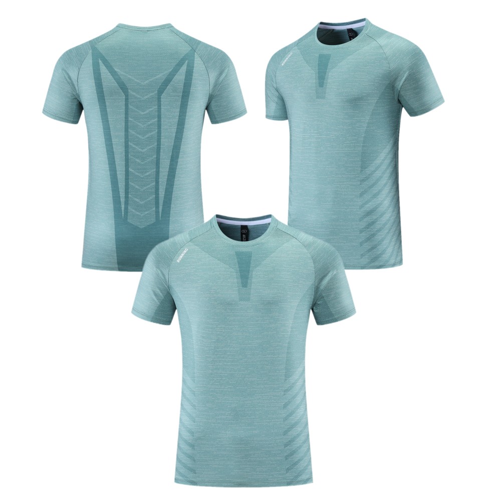 New Technology Jacquard Fabric Sports Shirt Breathable Elastic Quick Drying Running T-shirt Fitness Training Clothes 