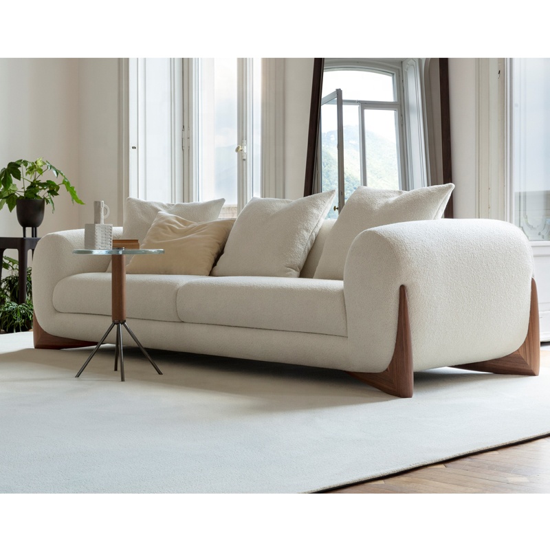 Modern Design Home Furniture Hotel Villa Living Room Solid Wood Base Cashmere Fabric Single Sofa Velvet Three Seat Sofa Set 