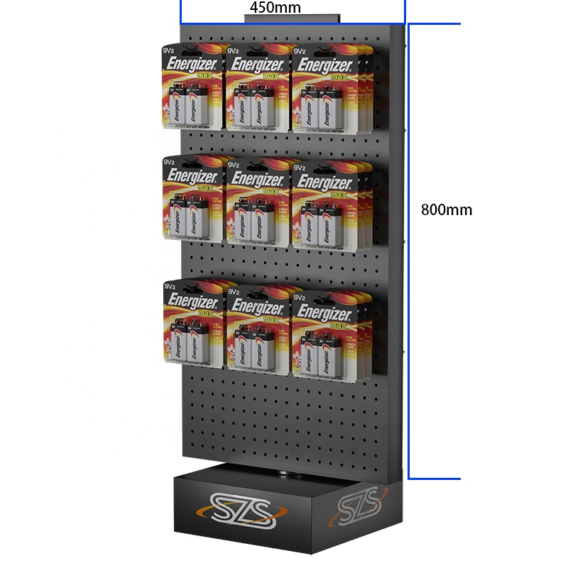 Counter Top Double Sides Rotating Black Metal Cell Phone Case Accessory Hanging Pegboard Display Rack 