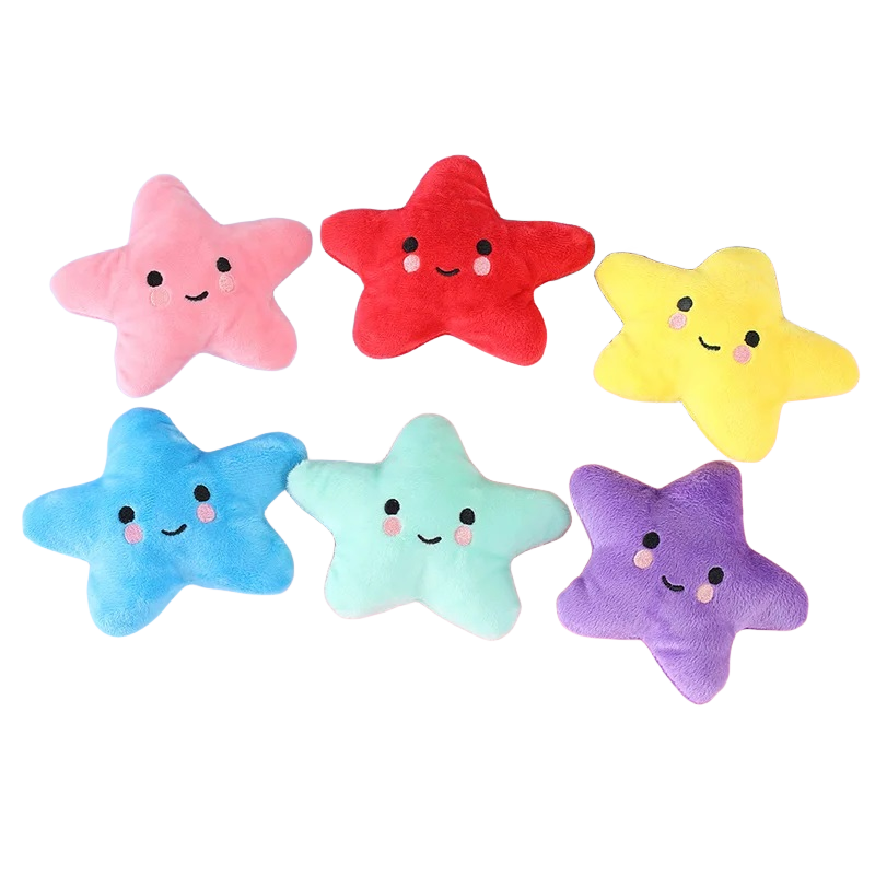 Unisex Velvet Star Pet Plush Toy Custom Toy With Embroidery Logo Pp Cotton Filled 10-15cm Height Gift Bulk Packed 