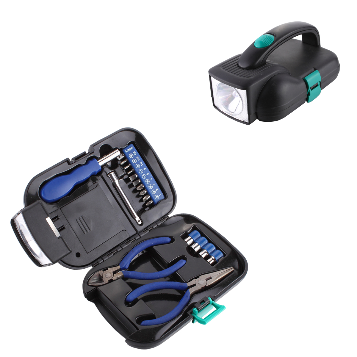 18 Pieces Home Improvement Flashlight Tool Kit Type Hand Tools Pliers Screwdrivers Sockets 