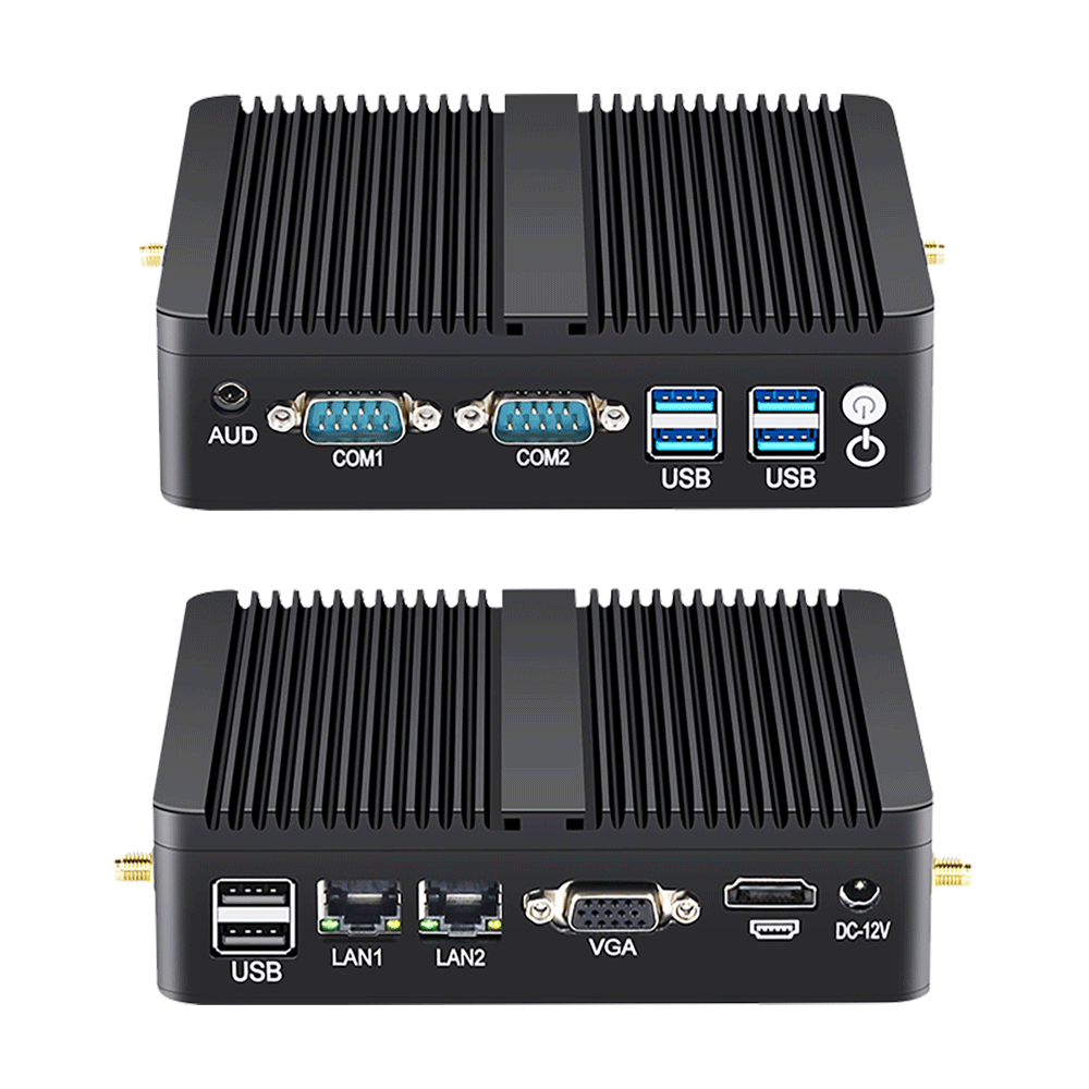 Quad Core J4125 J1900 Rs232 2 Lan Fanless Desktop Mini Pc Project Industrial Computer For Signage Kiosk Vending Machine 