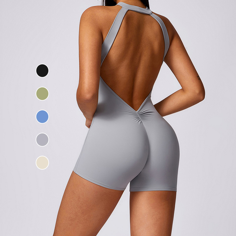 Clt8699 Women Tummy Control Bodysuit Backless Nude Feeling Butt Lift Shapewear Yoga Activewear Jumpsuit 