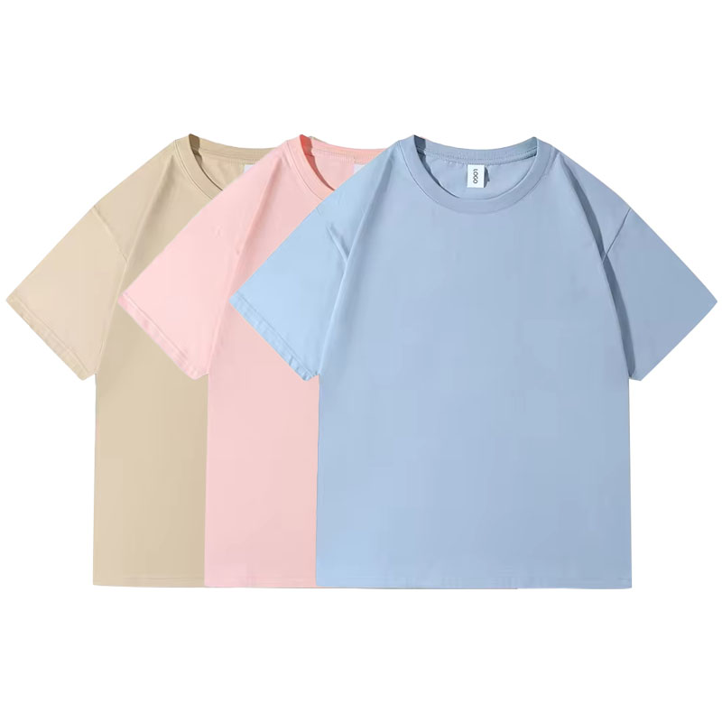 Wholesale Summer Spring Custom Logo Loose Cotton Tshirt Oversized Drop Shoulder T Shirt Blank Plain Round Neck T-shirt For Men 