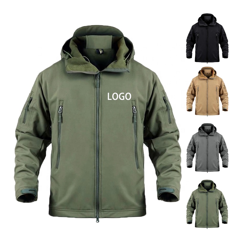 Custom Logo Outdoor Wear Hiking Uniform Soft Shell Waterproof Windproof Windbreaker Mens Fleece Lined Polyester Softshell Jacket 