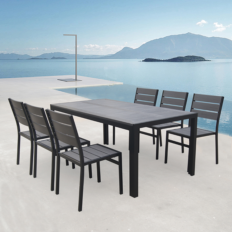 Patio Furniture Factory Direct Wholesale Aluminum Plastic Wood Garden Table And Chairs 