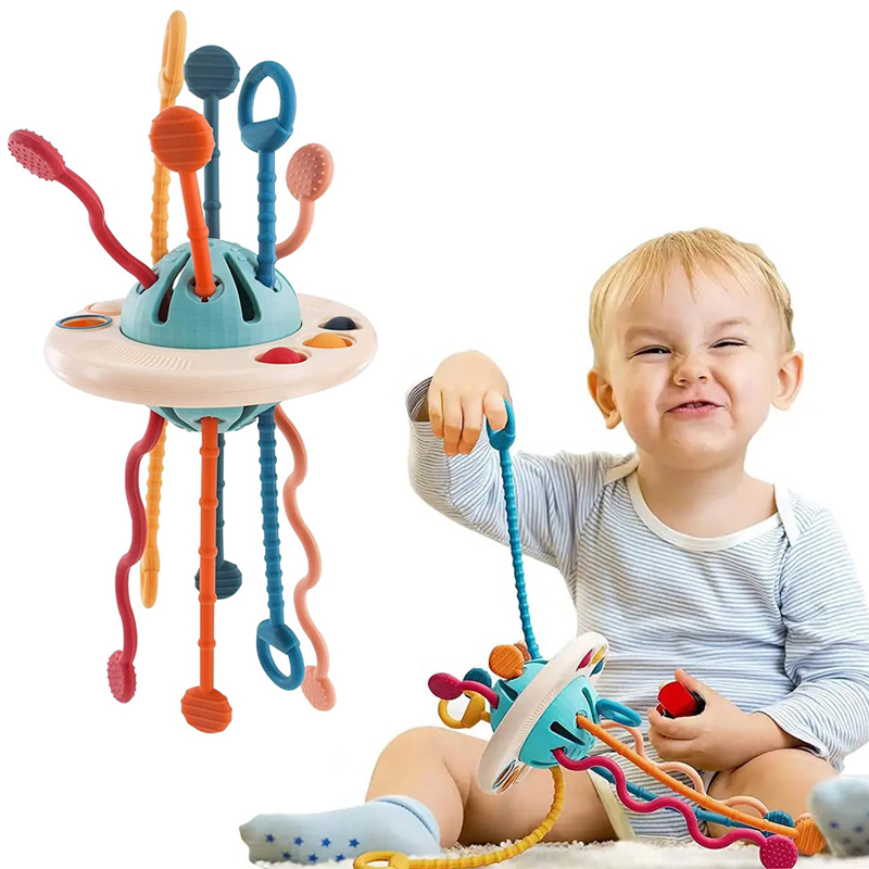Wholesale Educational Pull String Toy Baby Bubble Toy Pull String Sensory Rattle Teether Montessori Toy For Kids 