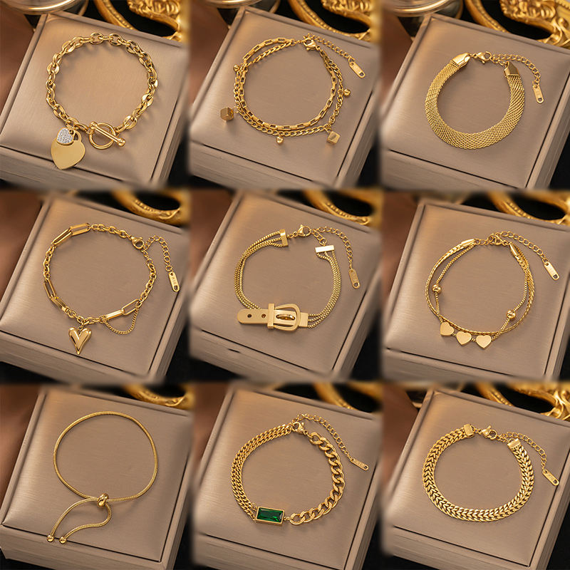 Stainless Steel Bracelets Hippie Gothic Pearl Chain Pendants Fashion Bracelet For Women Jewelry 