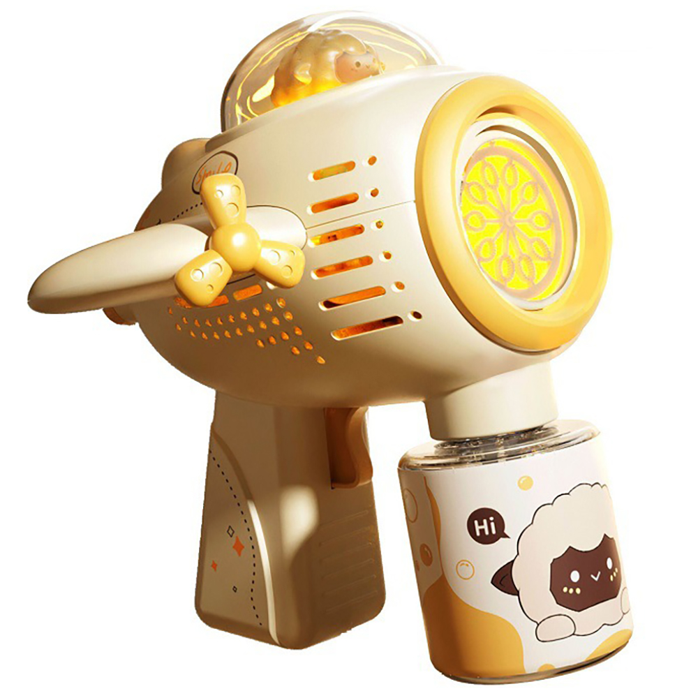Cartoon Airplane Plastic Bubble Gun Toys With Music Light Up Electric Bubble Blower Machine Toys Summer Outdoor Soap Water Toy 