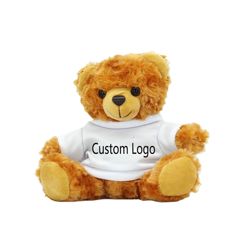 Custom Logo 7inch Teddy Bears With Sublimation Shirt Plush Teddy Bear Toys With T-shirt Custom Bear Plush Toy With Logo T-shirt 