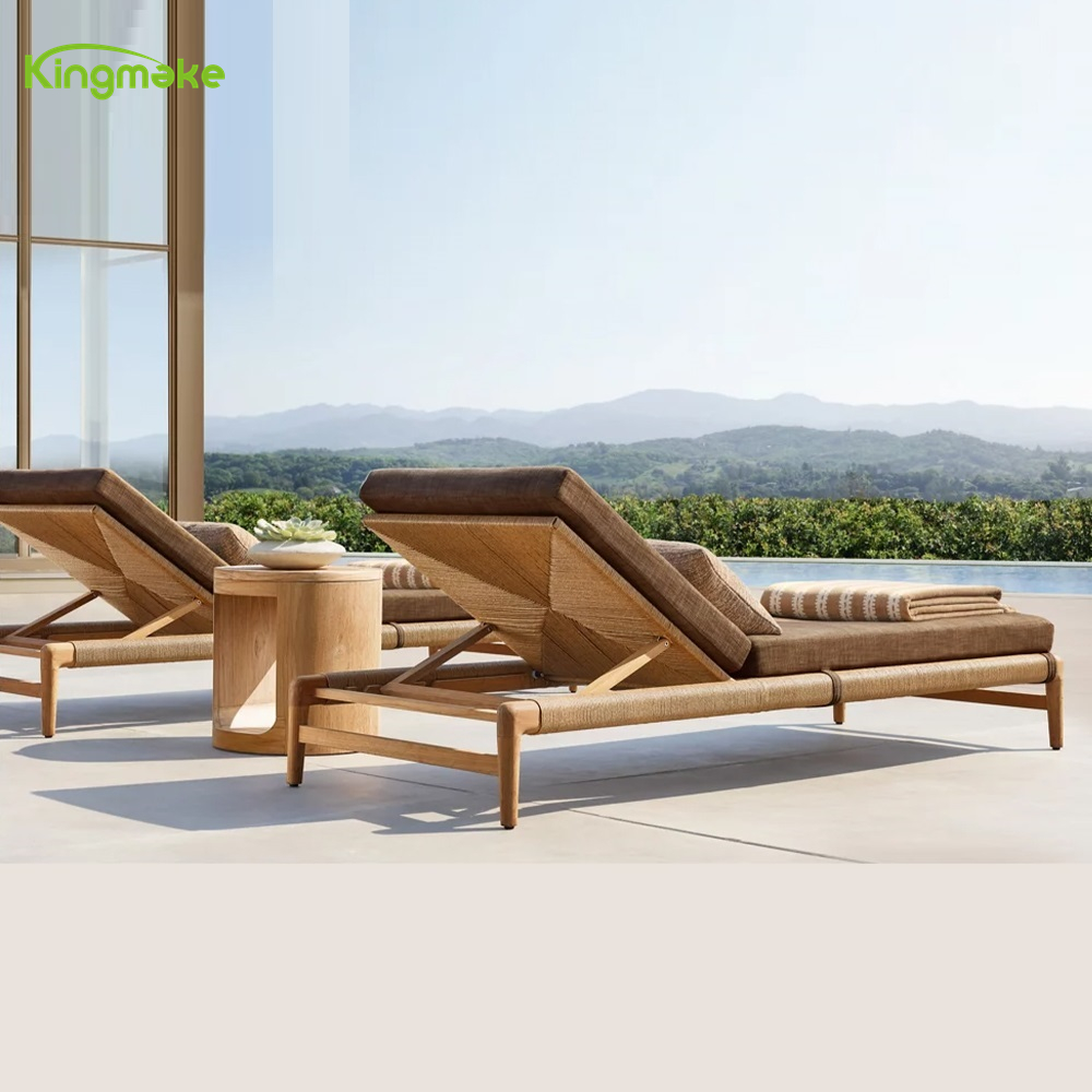 High Quality Hotel Wooden Sunbeds Outdoor Furniture Sun Loungers Swimming Pool Teak Sun Bed Lounger 