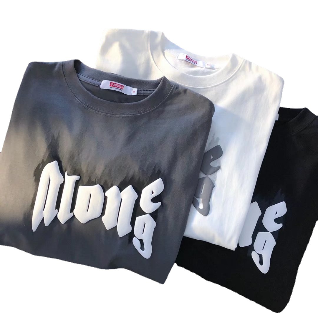 Ykh Cotton Custom Picture And Design Brand Blank 3d Puff Printing 100% Cotton Oversize T Shirt With Logo For Men Women 