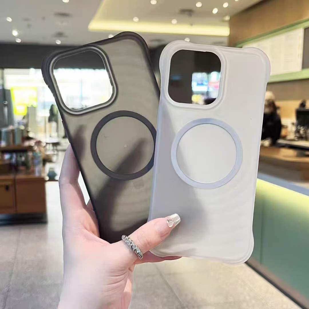 High Quality Magnetic Silicone Tpu Phone Case Four Corners Anti-fall Protective Cover For Iphone 15 14 13 12 11pro Phone Cases 