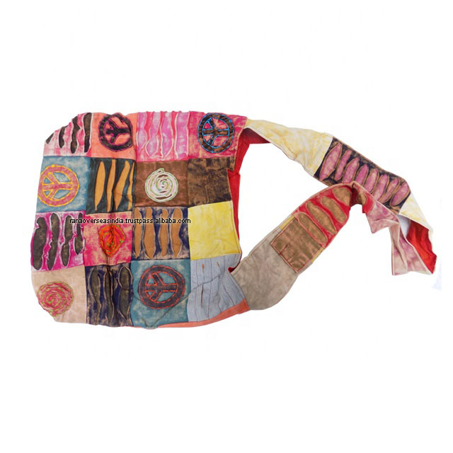 Patchwork Cotton Sling Crossbody Shoulder Bag In Multi Colored For College,Office Girls 